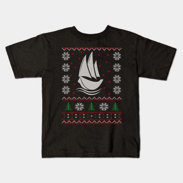 Sailing Lovers Ugly Christmas Sweater Gift Kids T-Shirt by uglygiftideas